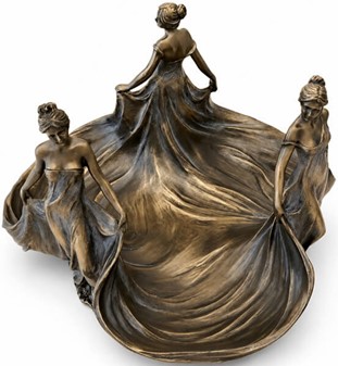 MORSDAG GAVE. Unik art nouveau skål med tre Lady til bolig dekoration