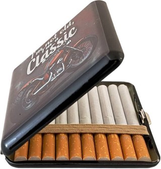 Cigaret Etui Metal med Chopper Motiv – Den perfekte gave til mænd