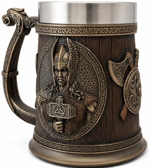Eksklusivt Ølkrus med Nordiske Guder – Drik med Odin og Thor