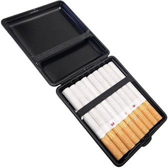 CIGARET ETUI SORT LÆDER. Cigaretetui i luksuriøst naturligt læder
