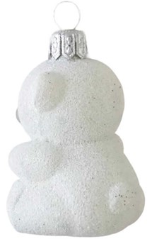 Håndlavet julepynt. Hvid lille bamse til at hænge på juletræet. 7 cm