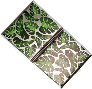 Metal Cigaretetui Til 20 stk - Billige Etetui med fingerphilodendron