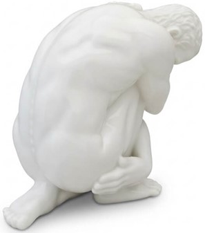 ATLET. Nøgen Mand Porcelæn Figur, der Forener Styrke og Skønhed