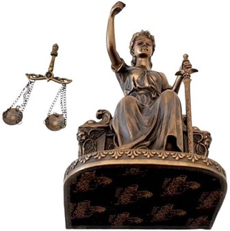 Themis figur. Retfærdigheds gudinde, skabt til advokater med stil