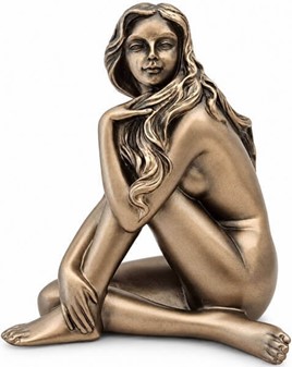 Romantisk bronzefigur. Sensuel kvindeakt i kunstnerisk lille form