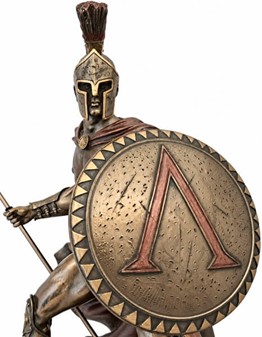 Leonidas Figur. Imponerende Spartanske Konge i Bronze