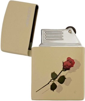 Rose Lighter til Gave. Genopfyldelig Gas og Klassisk Flint