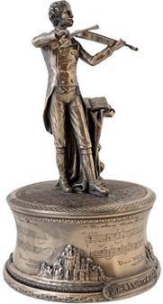 Tidsrejse til Wien. Elegant Johann Strauss Bronzefigur med Spilledåse