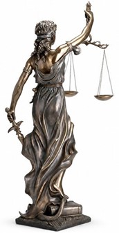 RETFÆRDIGHEDS GUDINDE. Justitia figur bronze til kontor dekoration