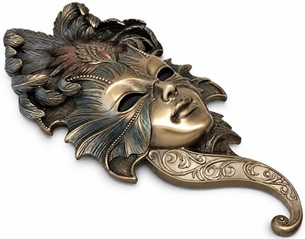 BILLIG VÆGDEKORATION. Bronzebelagt venetianske maske, bolig ting
