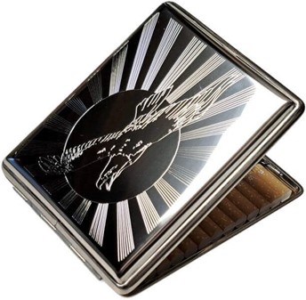 CIGARET ETUI METAL. Stort etui med forstærket kant til 26 cigaretter