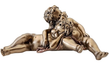 JULEGAVE IDEER TIL HENDE. Smuk bronzefigur af sovende to engle
