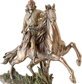 INDIANER FIGUR. Apache på hest, bronze dekoration til hjemmet