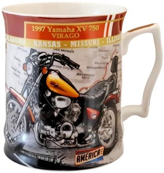 PORCELÆNSKRUS. Eksklusivt Yamaha XV 750 krus i metal gaveæske