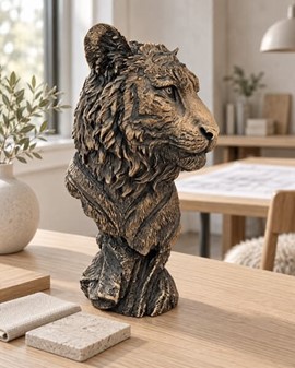 Bronze buste af tiger. Eksklusiv stuepynt og kontordekoration