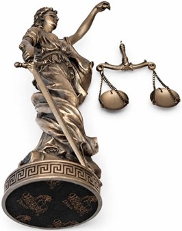 GAVE TIL JURIST. Eksklusiv bronze figur af Justitia gudinde