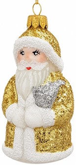 Guld julemand glasfigur (10 cm) | Eksklusiv julepynt i glas