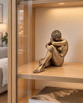 BILLIG KÆRESTE GAVE. Bronze statuette af siddende nøgne kvinde