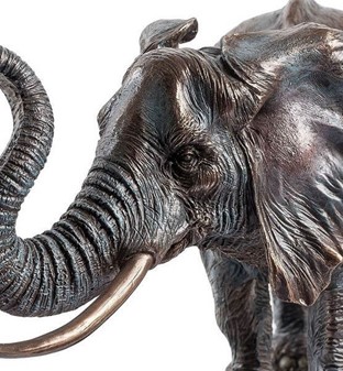 ELEFANT FIGUR. Usædvanlig godt, stor realistisk bronzefigur af elefant
