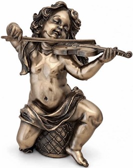 PERFEKT JULEGAVER. Smuk bronze figur af en engle spiller violin