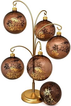 Brune Julekugler. Gennemsigtige julekugler blank med gyldne svampe