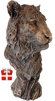 Bronze buste af tiger. Eksklusiv stuepynt og kontordekoration