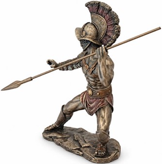 GLADIATOR FIGUR. en slave i kamp med spyd i arenaen det gamle Rom