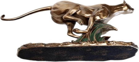 Bronze figur af gepard på flugt. Fænomenal pynt til hjemmet og kontor