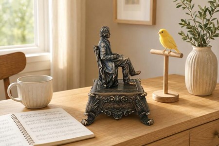 ROMANTISK GAVE. Dejlig figur med spilledåse - Ludwig Van Beethoven