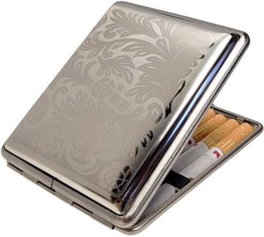 Eksklusiv cigaretetui. Metal standard etui med venetiansk mønster