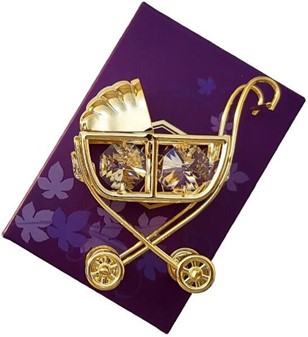 FORSLAG TIL BRYLLUPSGAVE. Forgyldt klapvogn med Swarovski krystaller