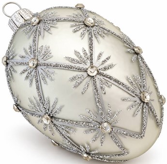 Udsøgte Fabergé-stil glasægpynt. ægformede julekugle i sølv. H 9 cm