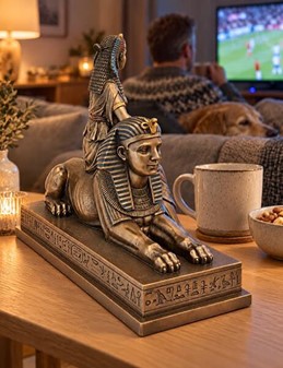 Kleopatra og Sfinks Bronze Statue: Tidløs Elegance til Dit Rum