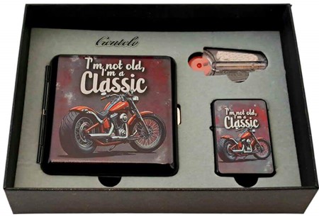Chopper Ikon Sæt: Cigaret Etui og Benzin Lighter - Perfekt Gave