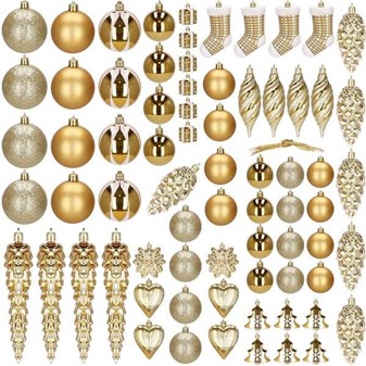 Billige guld plast julekugler til en store julearrangementer. 72 stk