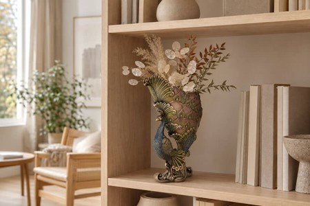 Påfugl vase til tørrede blomster. Perfekt gave til ny lejlighed