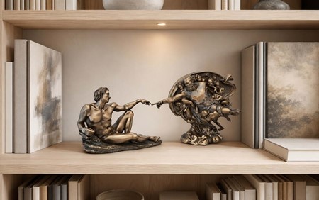 Skabelsen af Adam. Klassisk Bronzeskulptur, der ånder liv i dit hjem