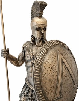 GODE IDEER TIL INDRETNING. Bronze figur af spartanske kriger med spyd