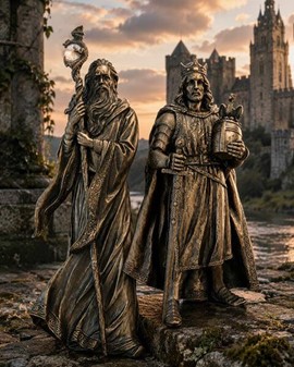 Oplev Mystisk Skønhed med Merlin. Bronze Dekorativ Figur til Hjemmet