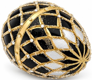SORT JULEPYNT. Eksklusiv Fabergé-inspireret Julepynt i Håndmalet Glas