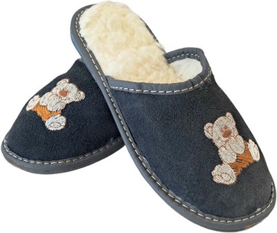 HJEMMESKO MED DYR. Billige uld bamse hjemmesko til børn. Kun 139 kr