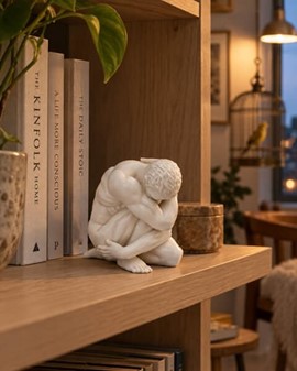 ATLET. Nøgen Mand Porcelæn Figur, der Forener Styrke og Skønhed