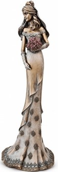 BRYLLUPSFIGUR. Smuk bronze figur af bruden med en bryllupsbuket