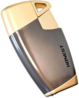 Stormlighter i grå med beige finish - perfekt gave til ham der ryger!
