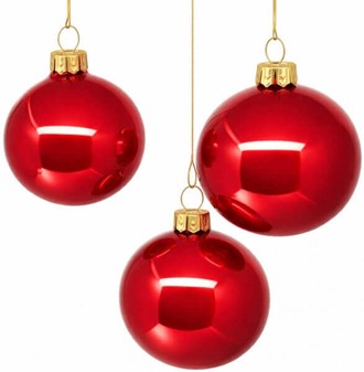 Røde julekugler glas. Sæt med 6 stk. i blank klassisk rød. Ø6 cm