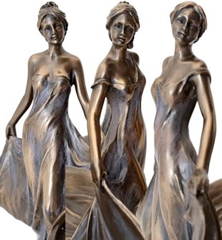 MORSDAG GAVE. Unik art nouveau skål med tre Lady til bolig dekoration