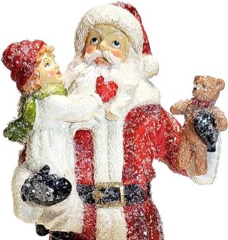 BILLIGE JULEGAVER. Pynt til jul - smuk figur af julemanden med en baby