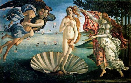 MALERIER REPRODUKTIONER. Smuk miniature af "Venus' fødsel" Botticelli