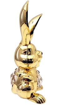 KANIN FIGUR. Smuk forgyldt munter kanin med Swarovski krystaller