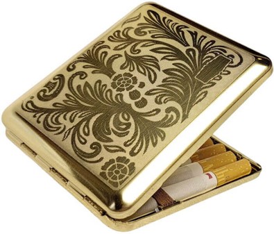 GAVE TIL MORS DAG. Den smukkeste guldfarvet metal cigaretetui